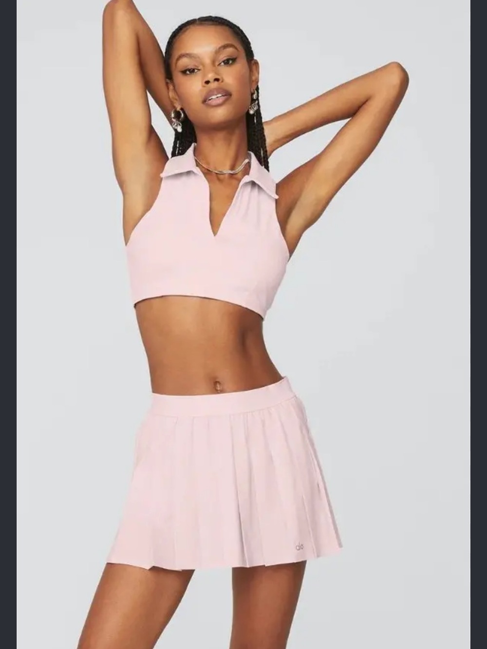 Alo Yoga Charmed Collar Bra Tank Pink Tennis Pickleball Sporty Medium Airbrush